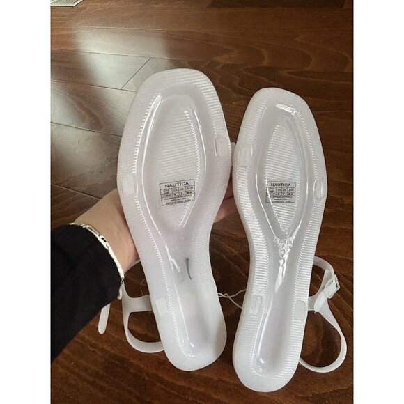 Nautica Womens White & Pink Flat Strappy Jelly Sandals Shoes NWT Open Toe 9 - Picture 6 of 7